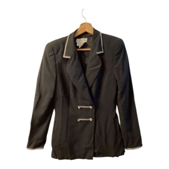 Escada Jackets & Blazers - Escada Margaretha  Vintage Ley Black Double Breasted Wool Blazer
